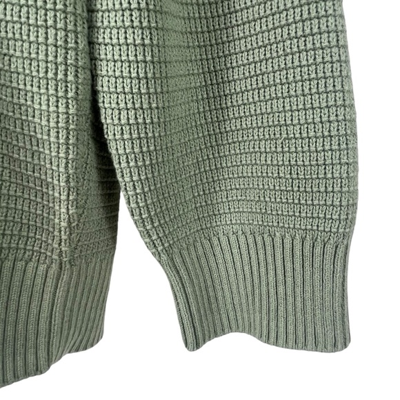 SOLD L.L. Bean Men Large Reg Sea Green Textured Washed Cotton‎ 1/4 Zip Sweater - Picture 4 of 7